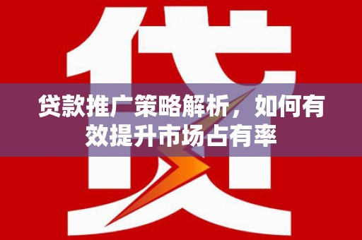 江孜贷款推广策略解析，如何有效提升市场占有率